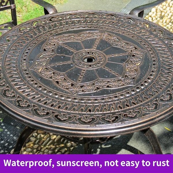 Outdoor Square Lattice Patio Table with Umbrella Hole, All-Weather, 100cm - Image 3