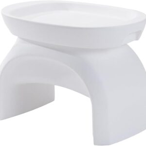 Side Table with Serving Tray, Waterproof Plastic, for Poolside or Ledge Use, White