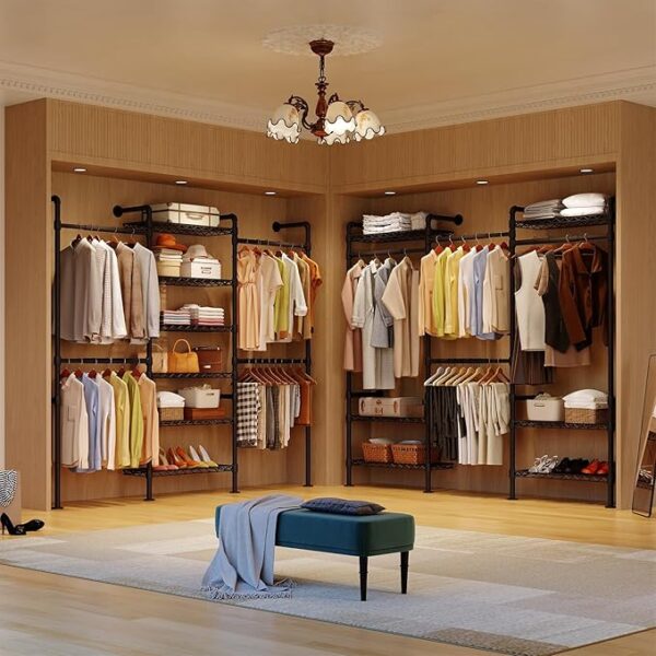 H3 Wall-Mounted Closet System, Expandable Industrial Pipe Rack, Heavy-Duty, Black - Image 2