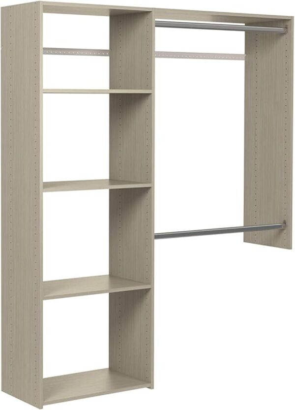 Easy Track OK7248-CG 3'-5' W Deluxe Shelving Easy-to-Assemble Kit Closet Organizer, Truffle