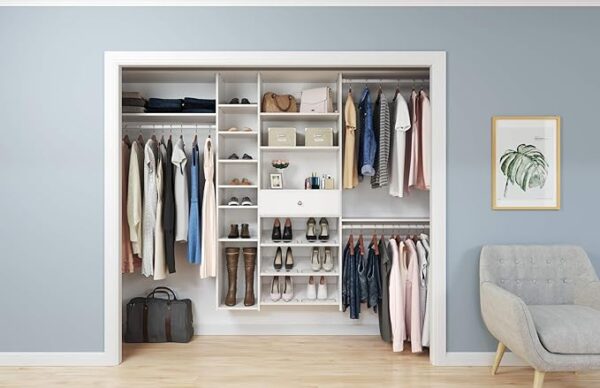 Easy Track OK7248-CG 3'-5' W Deluxe Shelving Easy-to-Assemble Kit Closet Organizer, Truffle - Image 2
