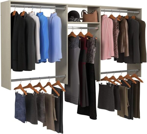 Easy Track OK1448-WH 4'-8' W Basic Hanging Easy-to-Assemble Kit Closet Organizer, White - Image 3
