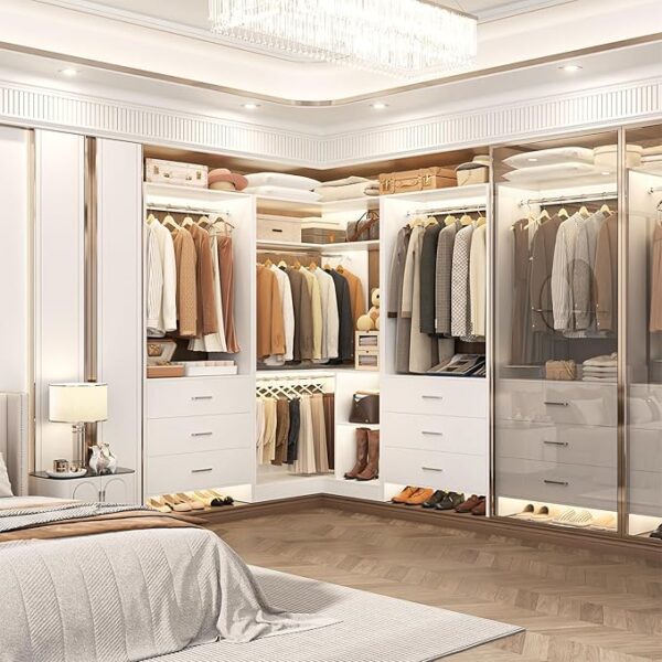 4FT Closet Organizer System, Set of 2 Wood Wardrobes with Hanging Rods, White - Image 4