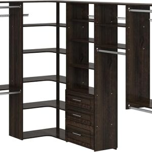 Easy Track Modern Ultimate 84-115 in. Width Espresso Wood Closet Corner System - Truffle