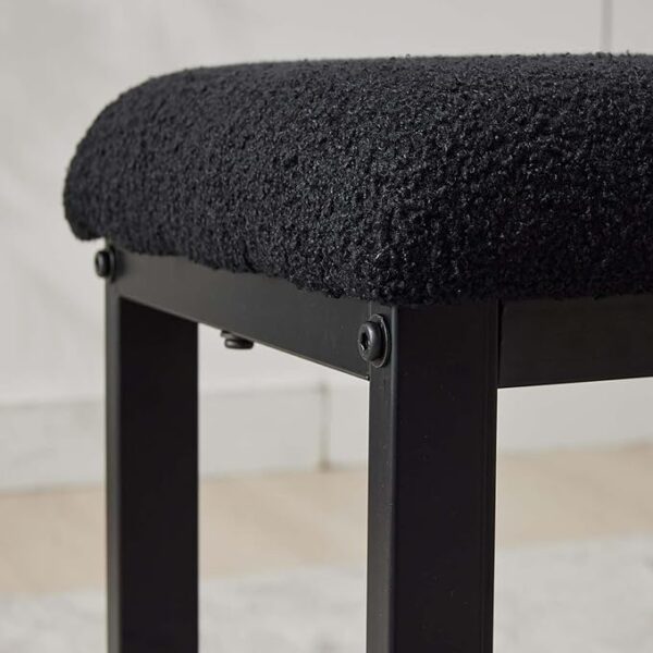 Shoe Bench with Velvet Cushion & 2-Tier Organizer, Black - Image 4