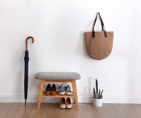 Bamboo Shoe Rack Bench, 2-Tier Organizer for Entryway/Hallway, 23.6" Natural - Image 4