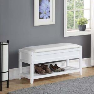 2-Tier Padded Shoe Bench, Solid Wood Organizer for Entryway/Hallway