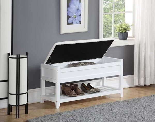 2-Tier Padded Shoe Bench, Solid Wood Organizer for Entryway/Hallway - Image 3