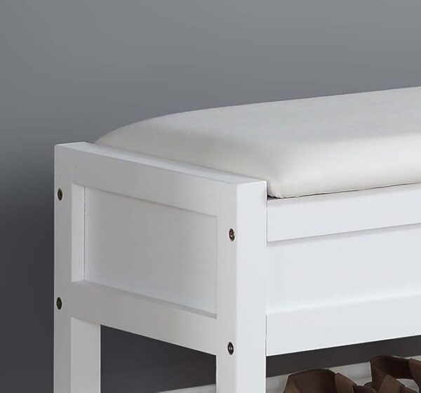 2-Tier Padded Shoe Bench, Solid Wood Organizer for Entryway/Hallway - Image 4