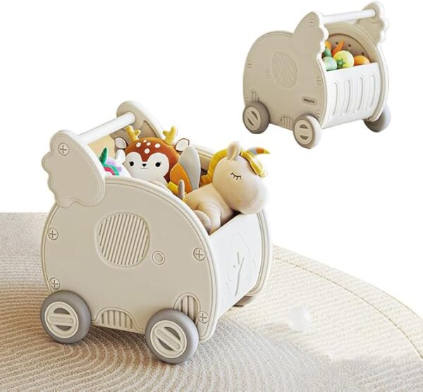 Kids Toy Storage Organizer & Push Cart Bin – Multifunctional Toy Chest for Playroom, Dumbo - Image 2