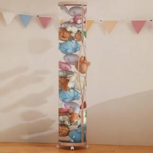 Stuffed Animal Storage Tube,Stuff Animal Organizer,Stuffed Animal Zoo Storage, Toy Organizer(Pink