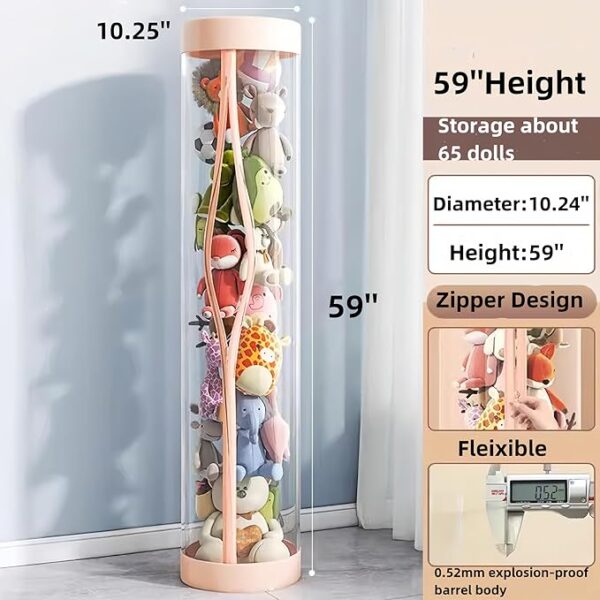Stuffed Animal Storage Tube,Stuff Animal Organizer,Stuffed Animal Zoo Storage, Toy Organizer(Pink - Image 2
