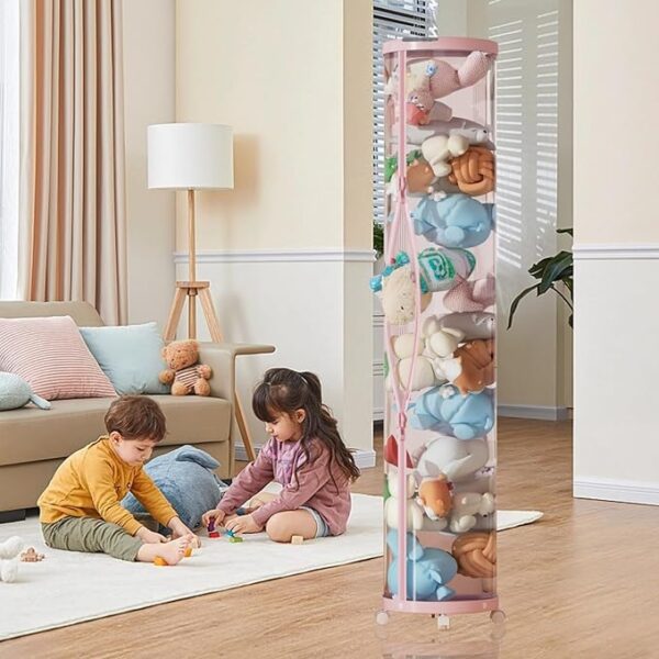 Stuffed Animal Storage Tube,Stuff Animal Organizer,Stuffed Animal Zoo Storage, Toy Organizer(Pink - Image 3