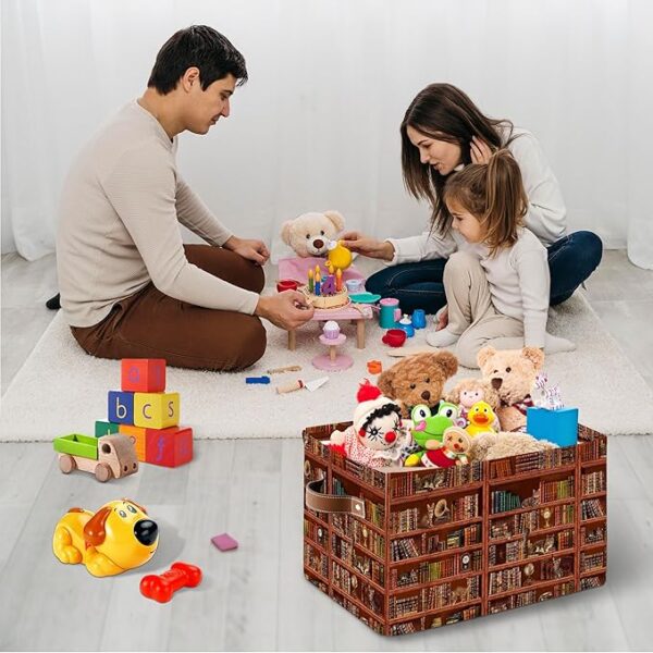 Collapsible Storage Basket with Handles, Decorative Cube Bin for Clothes & Toys - Image 2