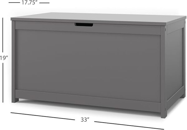 Harmony 33” Wood Toy Box, 6 cu ft Storage Chest with Safety Hinges, Cool Gray - Image 2