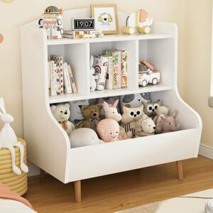 3-Tier Kids Toy & Bookshelf Organizer, 5-Cube, White