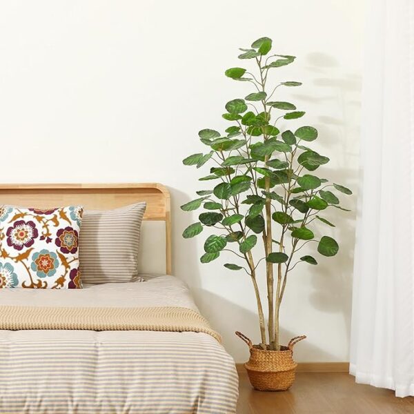 5ft Artificial Aralia Balfour Tree with Woven Basket – Indoor Fake Greenery Decor - Image 2