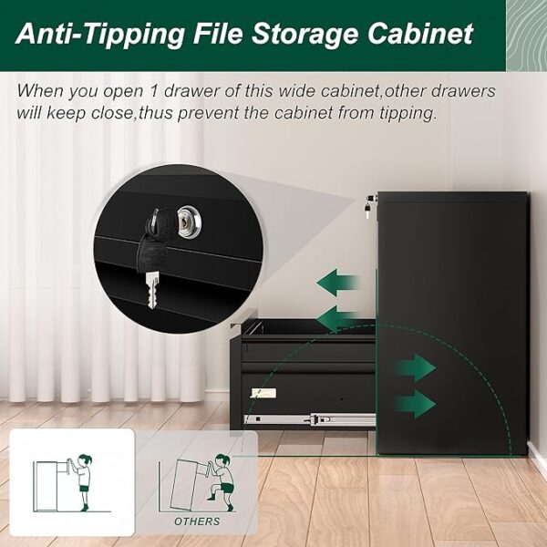 Superday Metal Lateral File Cabinet with Lock: 2 Drawer (Legal/Letter/A4) - Image 4