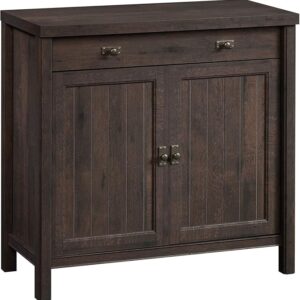 Sauder Costa Accent Storage Cabinet with Doors, Library Base for Hutch, in Coffee Oak