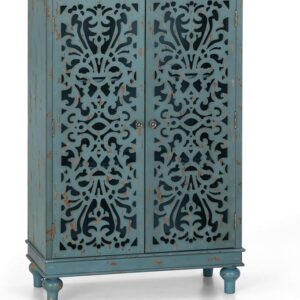 Sophia & William Tall Storage Cabinet 47.4", Decorative 2-Door Tall Accent Cabinet for Living Room, Dining Room, Blue