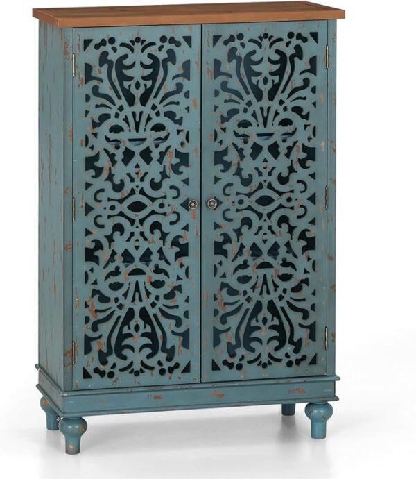 Sophia & William Tall Storage Cabinet 47.4", Decorative 2-Door Tall Accent Cabinet for Living Room, Dining Room, Blue