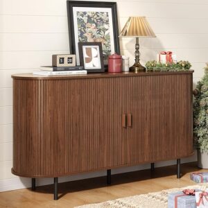 55" Sideboard Buffet Cabinet: Sliding Door, Adjustable Shelf (Kitchen/Entryway)