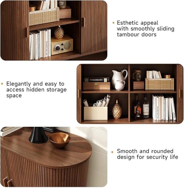 55" Sideboard Buffet Cabinet: Sliding Door, Adjustable Shelf (Kitchen/Entryway) - Image 4