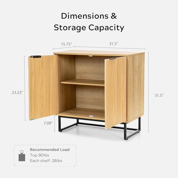 Fluted Storage Cabinet Set of 2: Adjustable Shelves (Natural Oak) - Image 2