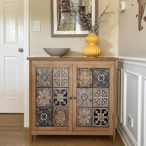 Accent Cabinet: 2 Doors, 1 Shelf, Solid Wood Frame.