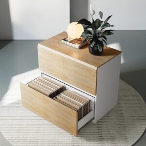 Wood 2-Drawer Lateral File Cabinet, Light Walnut