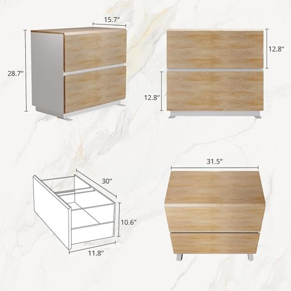 Wood 2-Drawer Lateral File Cabinet, Light Walnut - Image 2