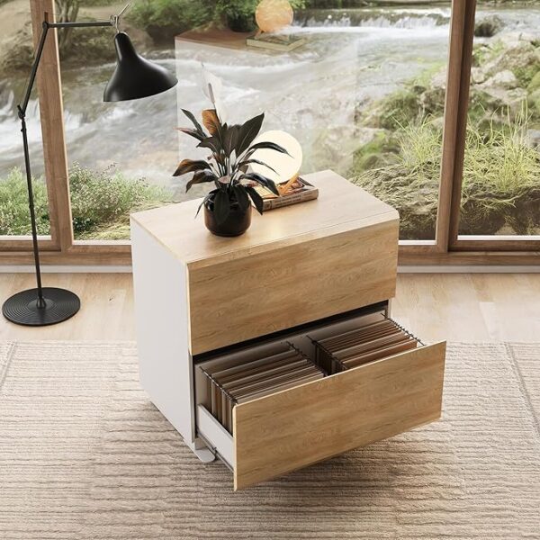 Wood 2-Drawer Lateral File Cabinet, Light Walnut - Image 3