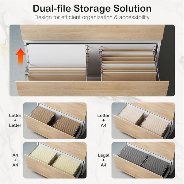 Wood 2-Drawer Lateral File Cabinet, Light Walnut - Image 4