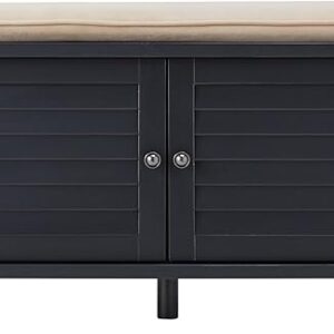 Cushion Storage Bench: Shutter Door (Charcoal Black)