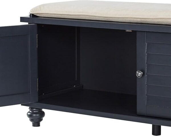 Cushion Storage Bench: Shutter Door (Charcoal Black) - Image 2