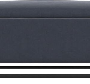 Modern Storage Bench with Metal Legs – Steel Blue Velvet for Living Room & Bedroom