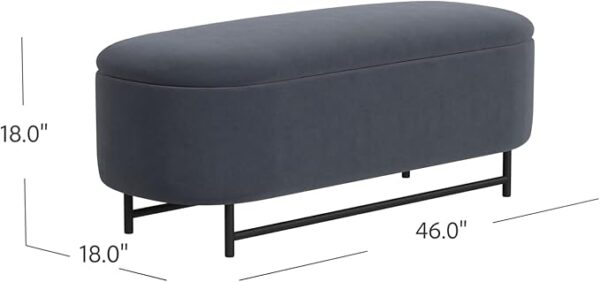 Modern Storage Bench with Metal Legs – Steel Blue Velvet for Living Room & Bedroom - Image 3
