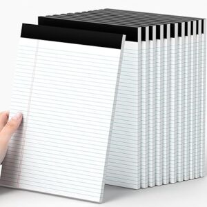 12 Pack Legal Pads 8.5" x 11.75" – College Ruled, 30 Sheets Each, White Perforated Writing Pads with Clear Print