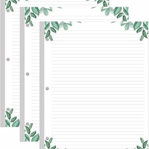 (3-Pack) Letter Size Lined Refill Paper – 300 Sheets, 3-Hole Punched, 100gsm White Loose-Leaf, 8.5" x 11"