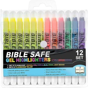 U.S. Office 12-Pack Bible Safe Gel Highlighters, Neon & Assorted Colors, No Bleed
