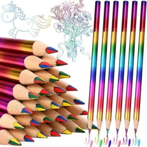 40pcs Rainbow Pencils – 4-Color in 1, Non-Sharpened Art Supplies & Gifts for Kids