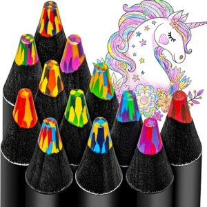 12 Rainbow Colored Pencils: Trendy Art Supplies for Girls 4-12, Stocking Stuffers.