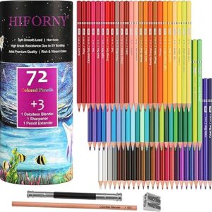 75 Pack Colored Pencils Set – 72 Colors with Extras, Art & Craft Supplies for Adults & Beginners