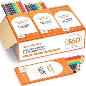 Shuttle Art 360-pack (30 x 12 Colors) Pre-sharpened, Break-resistant Colored Pencils.