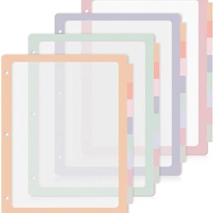 4 Sets 8-Tab Plastic Binder Dividers – Multicolor, 3-Hole Punched, Letter Size (8.5" x 11") for 3-Ring Binders, School Organizer