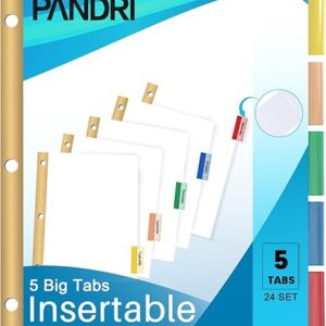 120-Pack Binder Dividers – White Index with 5 Insertable Multicolor Big Tabs, Letter Size for School, Office & Business