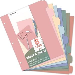 8-Pack Write & Erase Binder Dividers with 8 Tabs for 3-Ring Binders