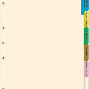 65 Sets of 6 Healthcare Index Tabs, 9" x 11" Side Tab Dividers for Medical Charts & Patient Records