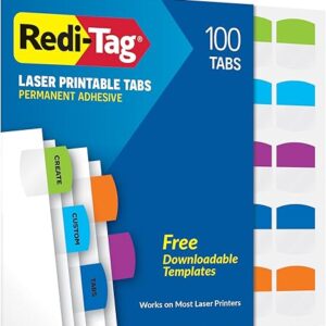 100-Pack Laser Printable Permanent Index Tabs, Assorted Tropical Colors, 1.125"x1.25"