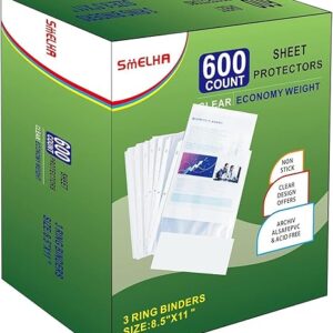 600-Pack Thick 8.5"x11" Sheet Protectors, Top Loading, Reinforced Holes, Holds Multiple Sheets